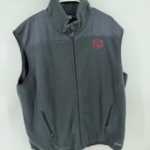 Crable Sportswear Auburn Tigers Fleece Vest Mens XXL Gray Full Zip NCAA Logo